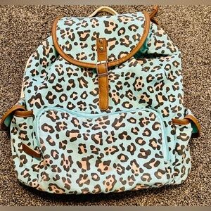 Mint Leopard Print Mini Backpack Purse